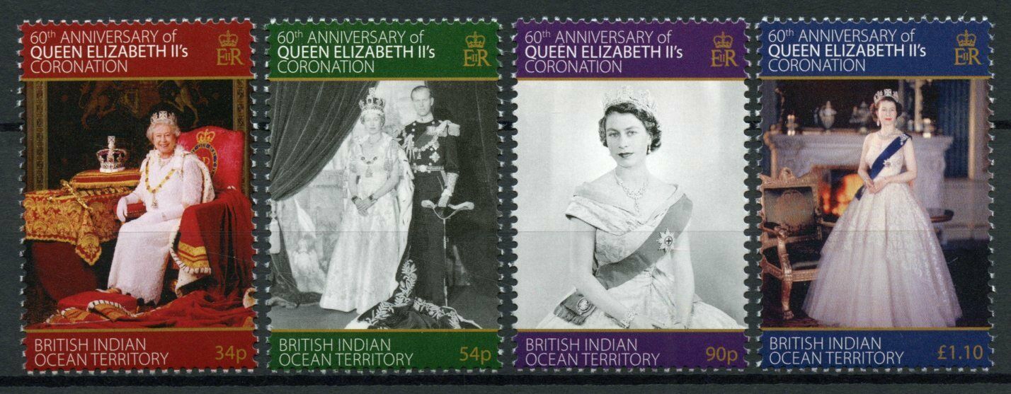 BIOT 2013 MNH Royalty Stamps Queen Elizabeth II Coronation 60th Anniv 4v Set