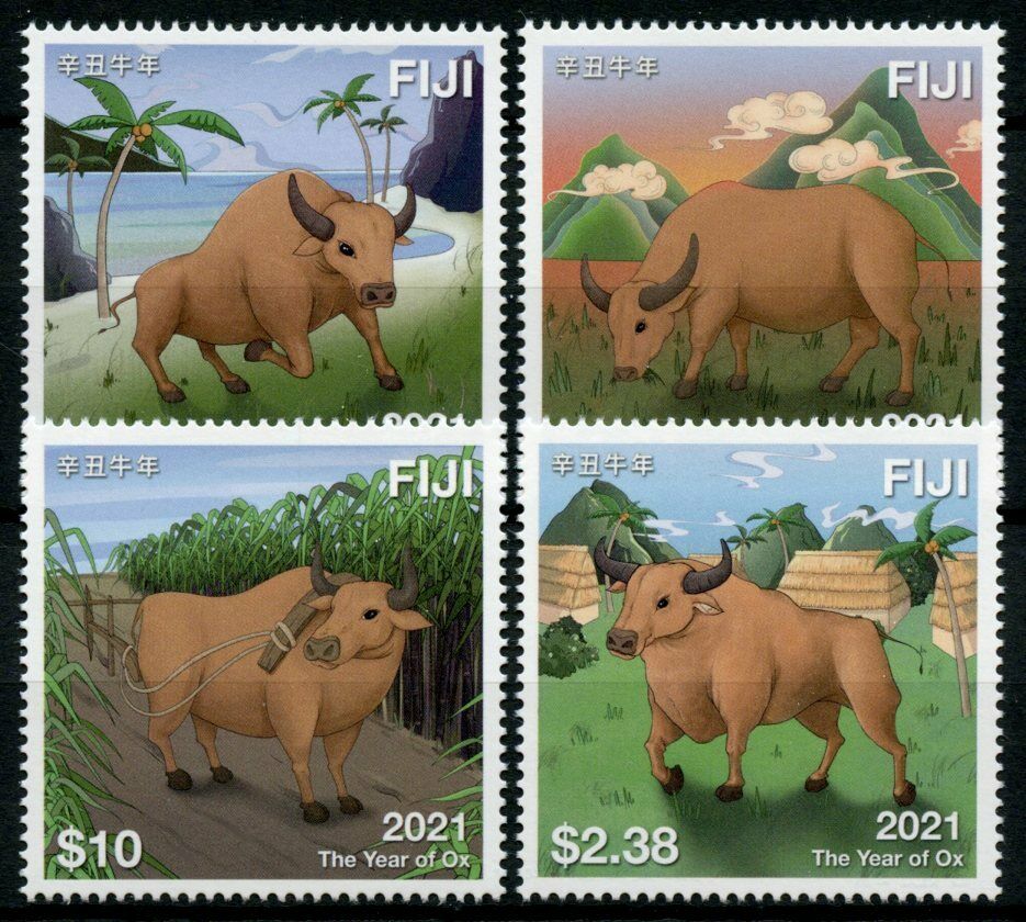 Fiji 2021 MNH Year of Ox Stamps Chinese Lunar New Year Zodiac 4v Set