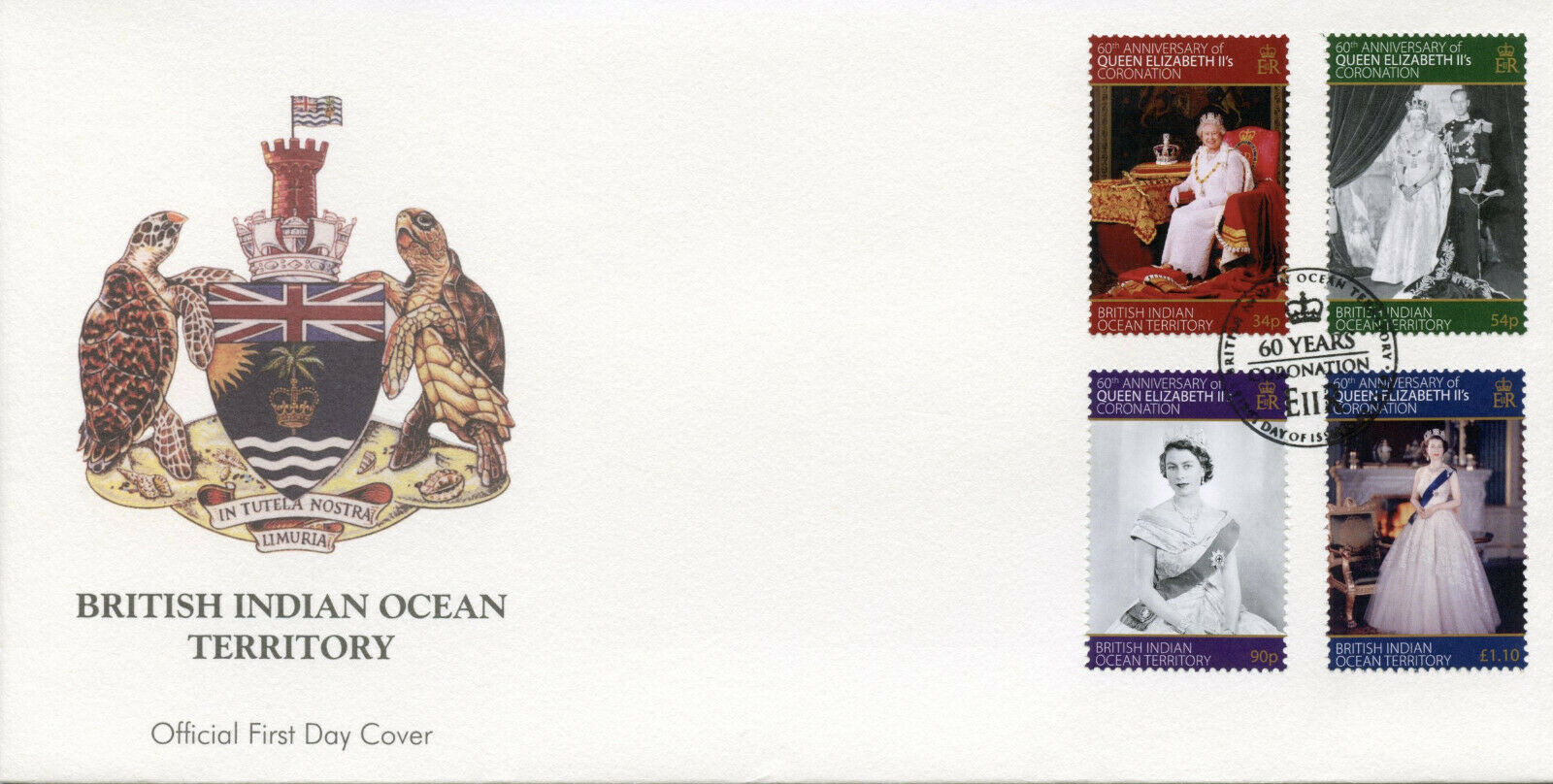 BIOT Royalty Stamps 2013 FDC Queen Elizabeth II Coronation 60th Anniv 4v Set
