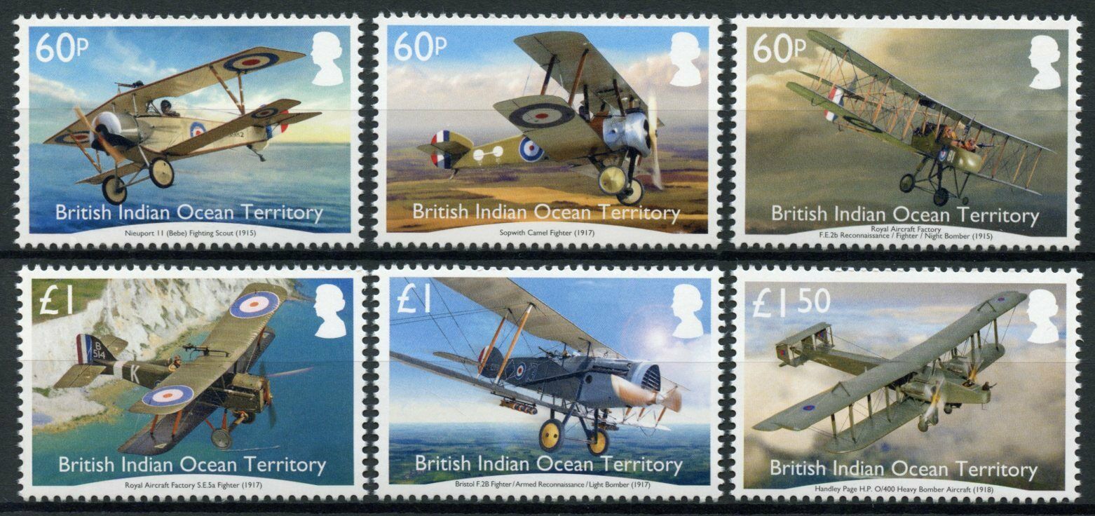 BIOT 2017 MNH Military Stamps WWI WW1 Aircraft British Service Aviation 6v Set