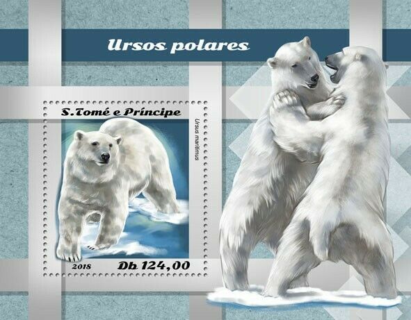 Sao Tome & Principe Wild Animals Stamps 2018 MNH Polar Bears Bear Fauna 1v S/S