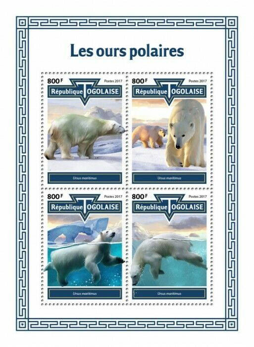 Togo 2017 MNH Wild Animals Stamps Polar Bears Bear Mammals Fauna 4v M/S