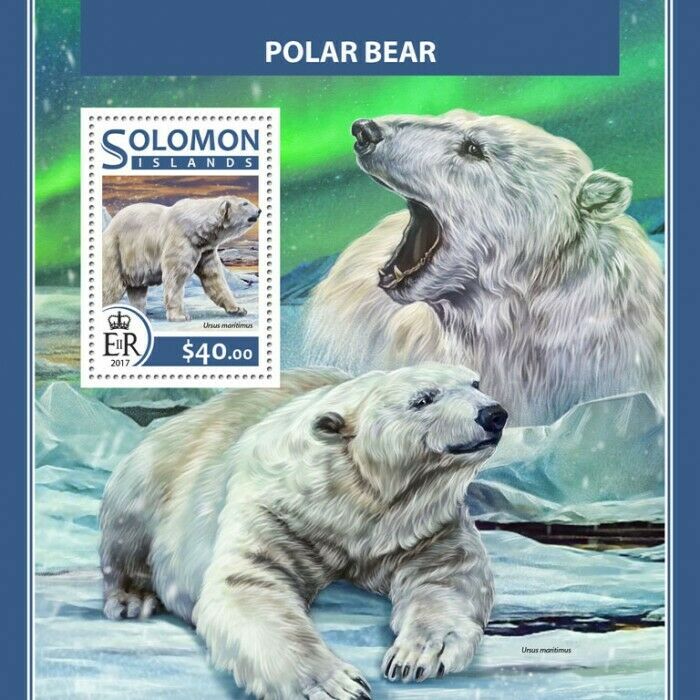 Solomon Islands Wild Animals Stamps 2017 MNH Polar Bears Bear Fauna 1v S/S