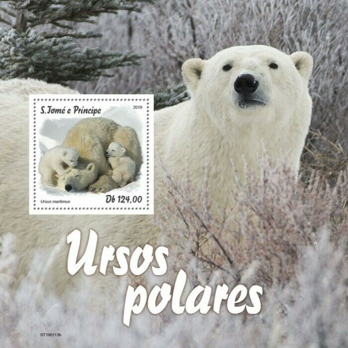 Sao Tome & Principe Wild Animals Stamps 2019 MNH Polar Bears Bear Fauna 1v S/S