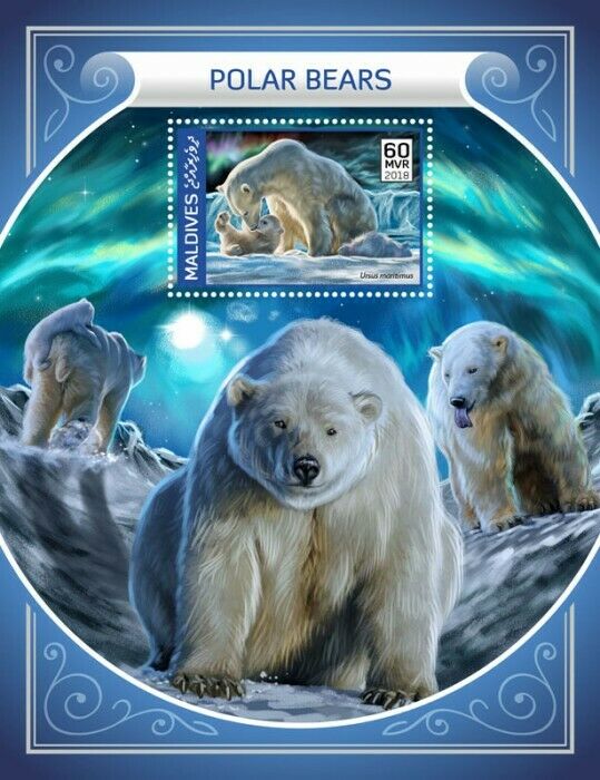 Maldives 2018 MNH Wild Animals Stamps Polar Bears Bear Mammals Fauna 1v S/S