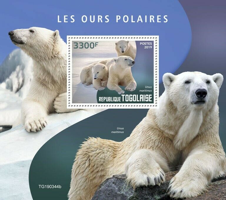 Togo 2019 MNH Wild Animals Stamps Polar Bears Bear Fauna 1v S/S