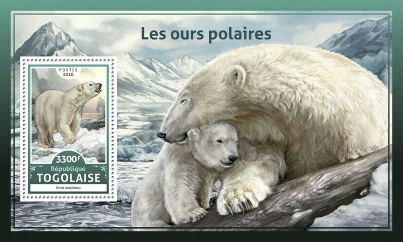 Togo Wild Animals Stamps 2016 MNH Polar Bears Polar Bear Mammals Fauna 1v S/S