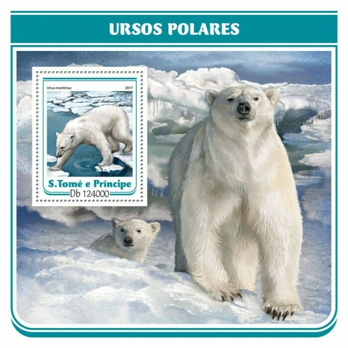 Sao Tome & Principe Wild Animals Stamps 2017 MNH Polar Bears Bear Fauna 1v S/S