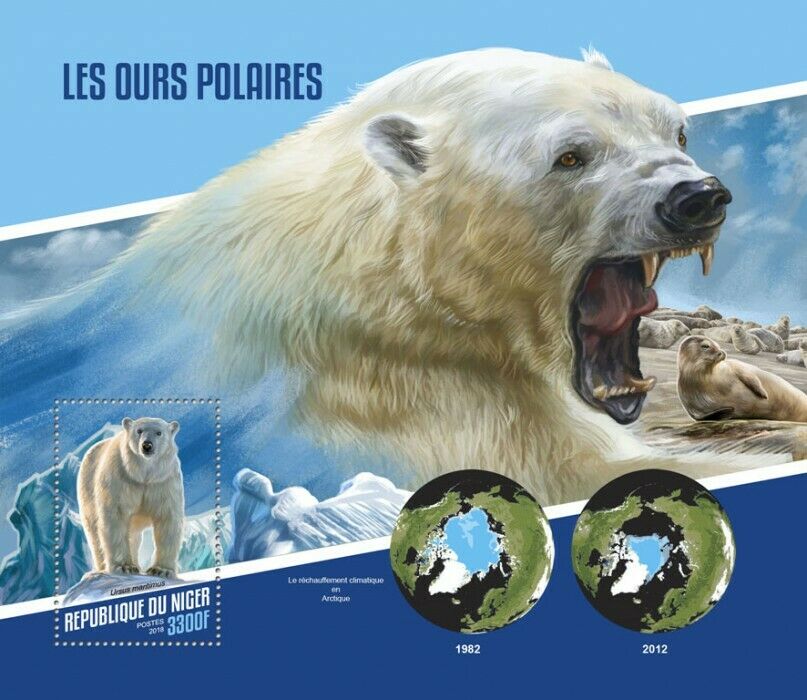 Niger Wild Animals Stamps 2018 MNH Polar Bears Bear Mammals Fauna 1v S/S