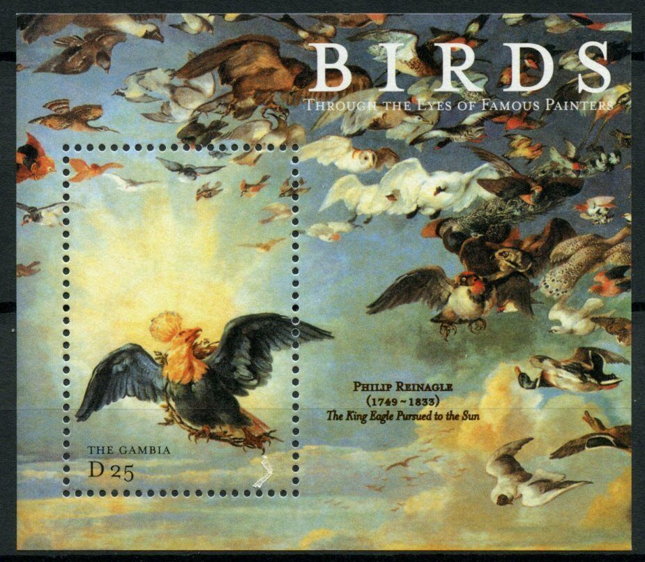 Gambia 2000 MNH Art Stamps Birds Through Eyes of Famous Painters Reinagle 1v S/S
