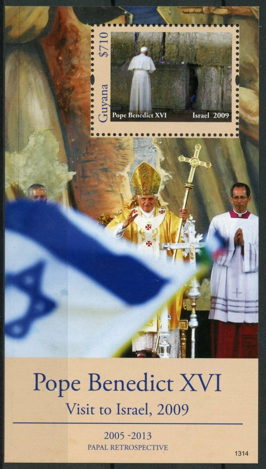 Guyana People Stamps 2013 MNH Pope Benedict XVI Israel Visit 2009 Popes 1v S/S
