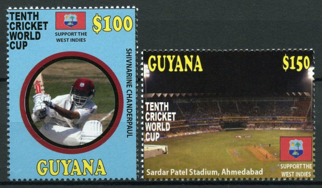 Guyana Stamps 2011 MNH Tenth Cricket World Cup West Indies Chanderpaul 2v Set