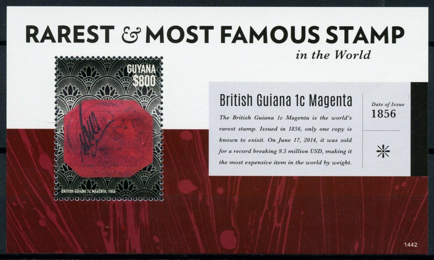 Guyana 2014 MNH Stamps-on-Stamps Stamps British Guiana 1c Magenta Rarest Most Famous Stamp 1v S/S II