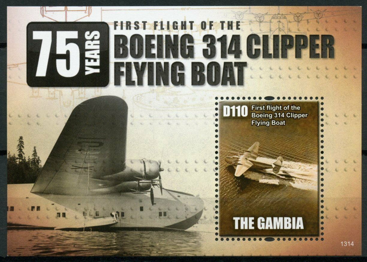 Gambia 2013 MNH Aviation Stamps Boeing 314 Clipper Flying Boat 1st Flight 1v S/S