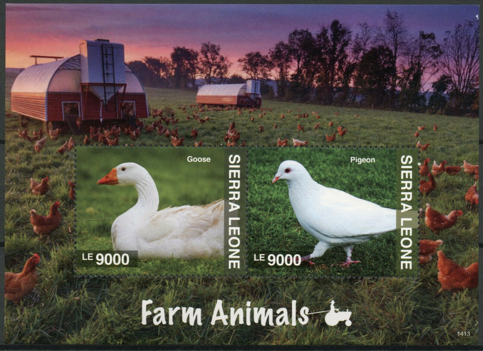 Sierra Leone Farm Animals Stamps 2014 MNH Birds Goose Geese Pigeons 2v S/S I