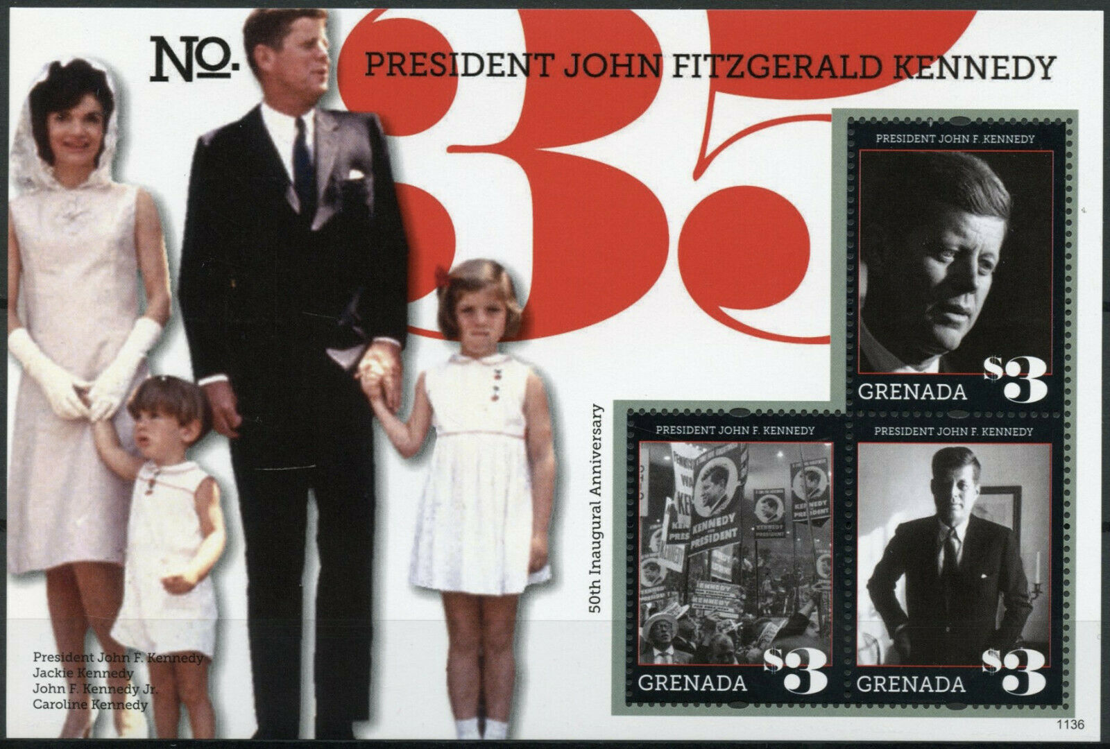 Grenada 2011 MNH JFK Stamps John F Kennedy Inaugural US Presidents 3v M/S