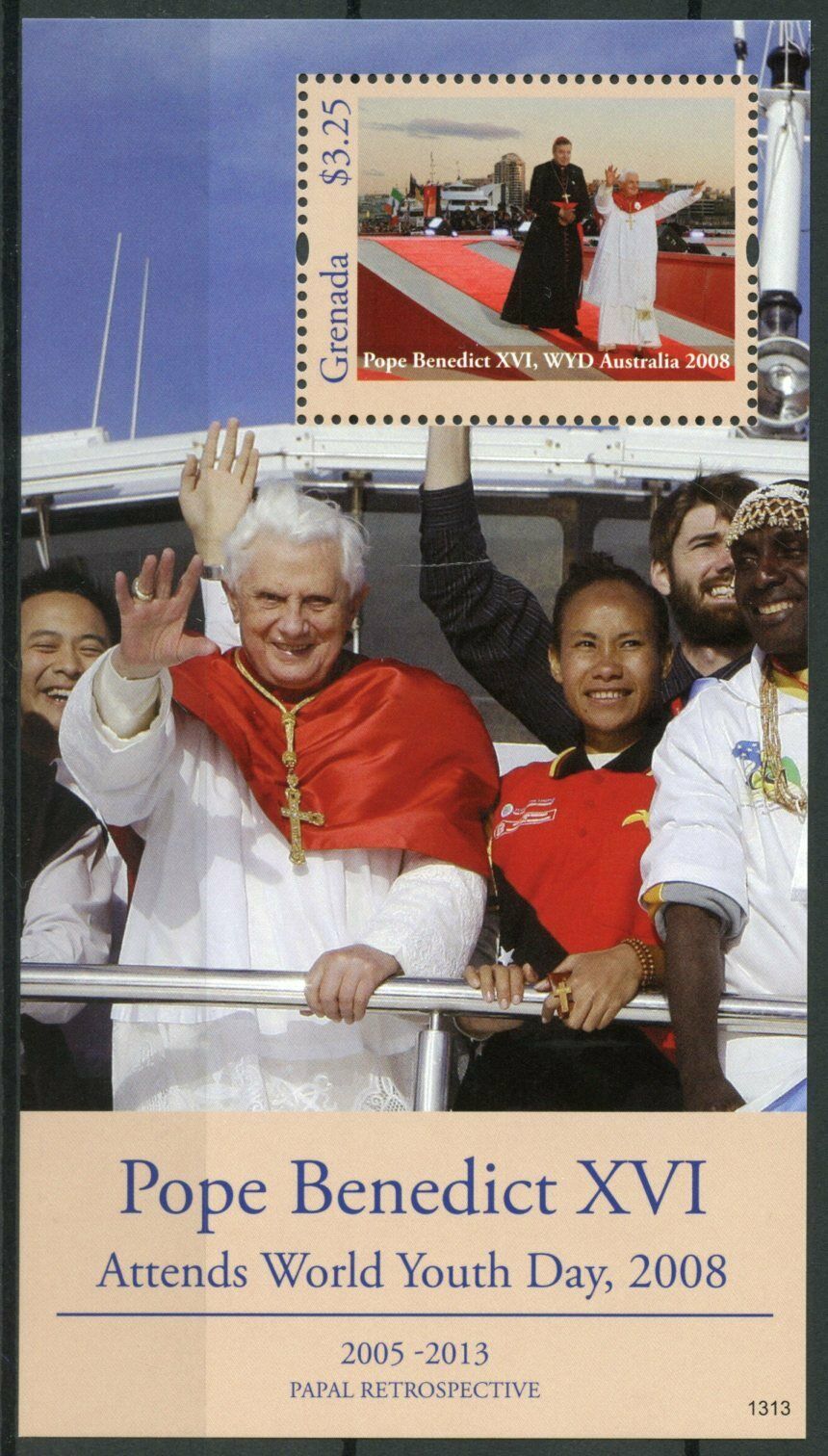 Grenada Religion Stamps 2013 MNH Pope Benedict XVI World Youth Day Popes 1v S/S