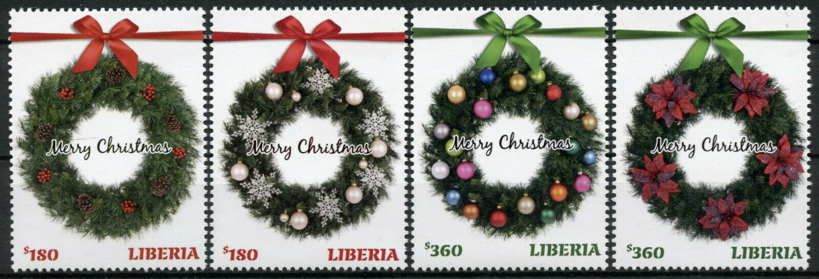 Liberia Christmas Stamps 2016 MNH Wreaths Decorations Ornaments 4v Set