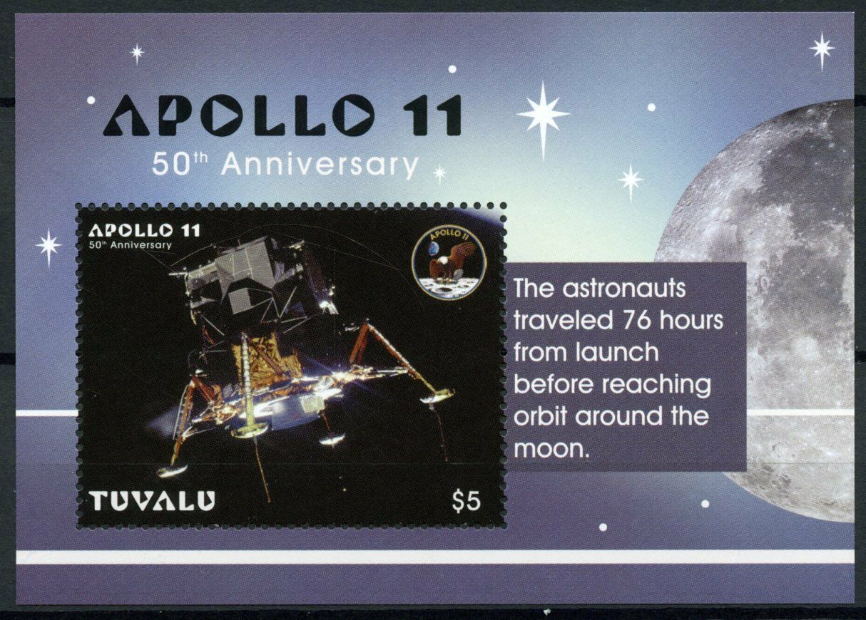 Tuvalu Space Stamps 2018 MNH Apollo 11 Moon Landing 50th Anniv 1v S/S
