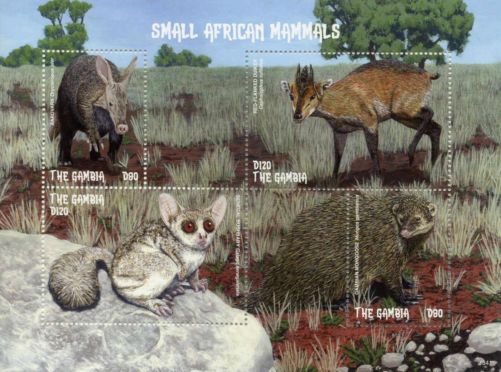 Gambia Wild Animals Stamps 2018 MNH Small African Mammals Aardvark 4v M/S