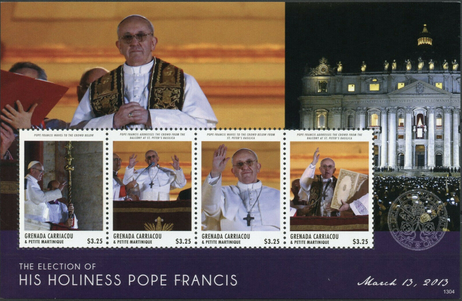 Grenadines Grenada Stamps 2013 MNH Election His Holiness Pope Francis 4v M/S