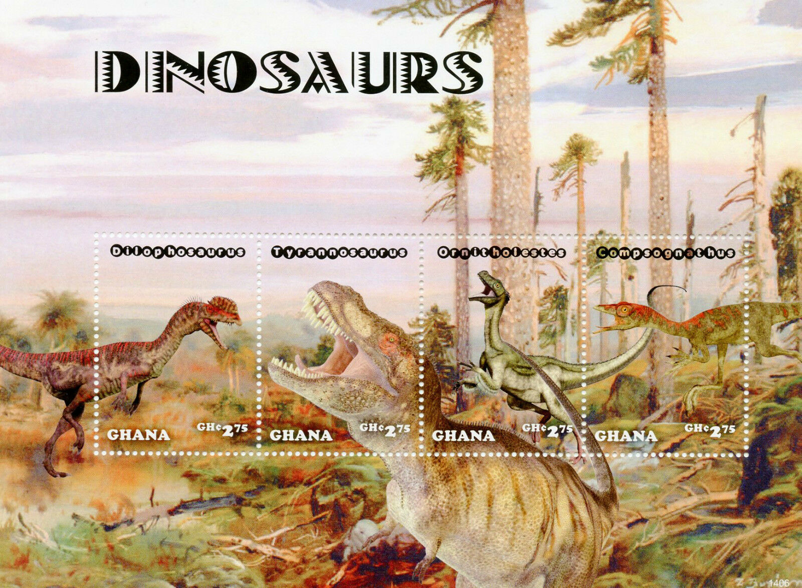 Ghana Dinosaurs Stamps 2014 MNH Tyrannosaurus Prehistoric Animals 4v M/S II
