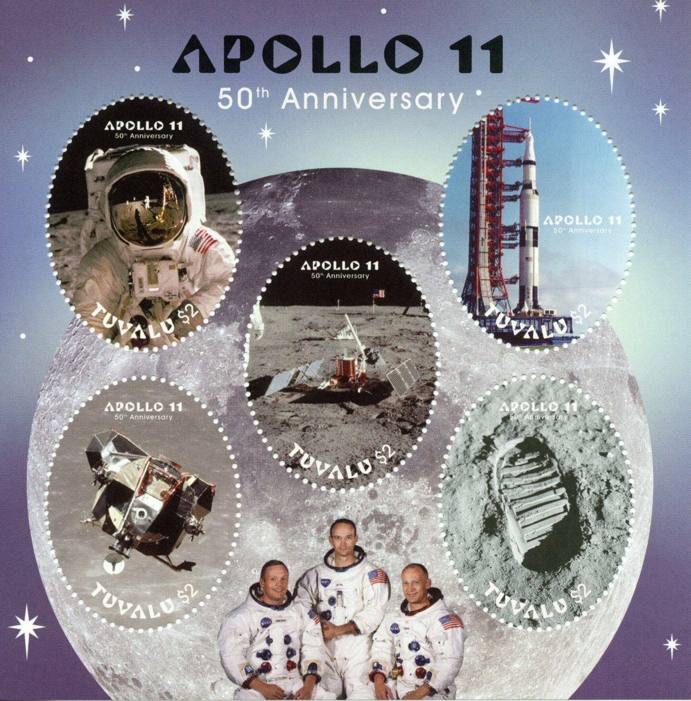 Tuvalu Space Stamps 2018 MNH Apollo 11 Moon Landing 50th Anniv 5v M/S