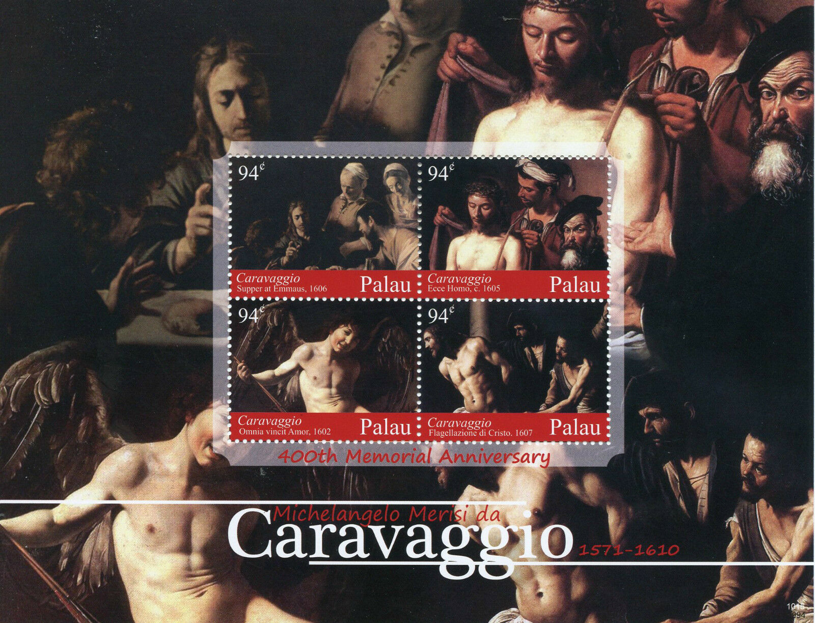 Palau Art Stamps 2010 MNH Michelangelo Merisi da Caravaggio Ecce Homo 4v M/S