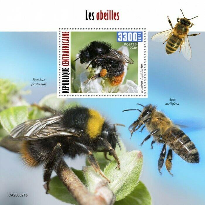 Central African Rep 2020 MNH Bees Stamps Honey Bee Bumblebee Insects 1v S/S