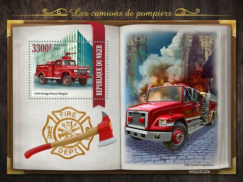 Niger 2021 MNH Fire Engines Stamps Trucks 1959 Dodge Power Wagon 1v S/S