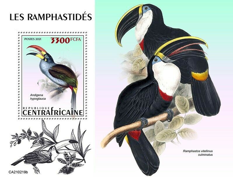 Central African Rep 2021 MNH Birds on Stamps Toucans Toucan Ramphastidae 1v S/S