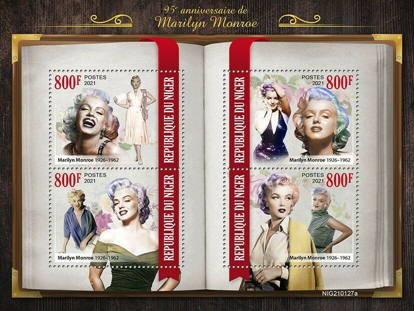 Niger 2021 MNH Marilyn Monroe Stamps Celebrities Actresses Famous People 4v M/S
