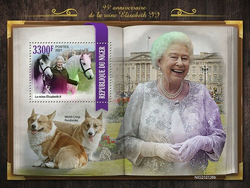 Niger 2021 MNH Royalty Stamps Queen Elizabeth II Welsh Corgi Dogs 1v S/S