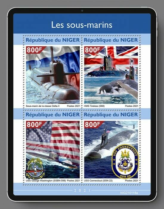 Niger 2021 MNH Ships Stamps Submarines HMS Tireless USS Connecticut 4v M/S