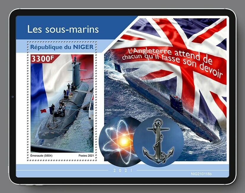 Niger 2021 MNH Ships Stamps Submarines Emeraude Submarine HMS Trenchant 1v S/S