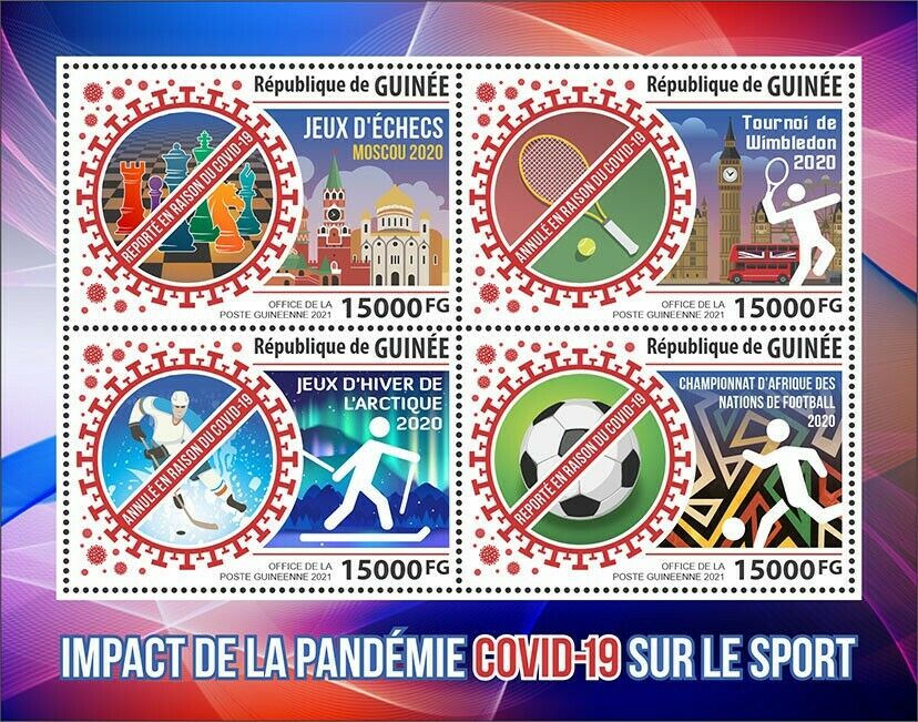 Guinea 2021 MNH Medical Stamps Corona Sports Impact Tennis Chess Football Covid Covid-19 4v M/S