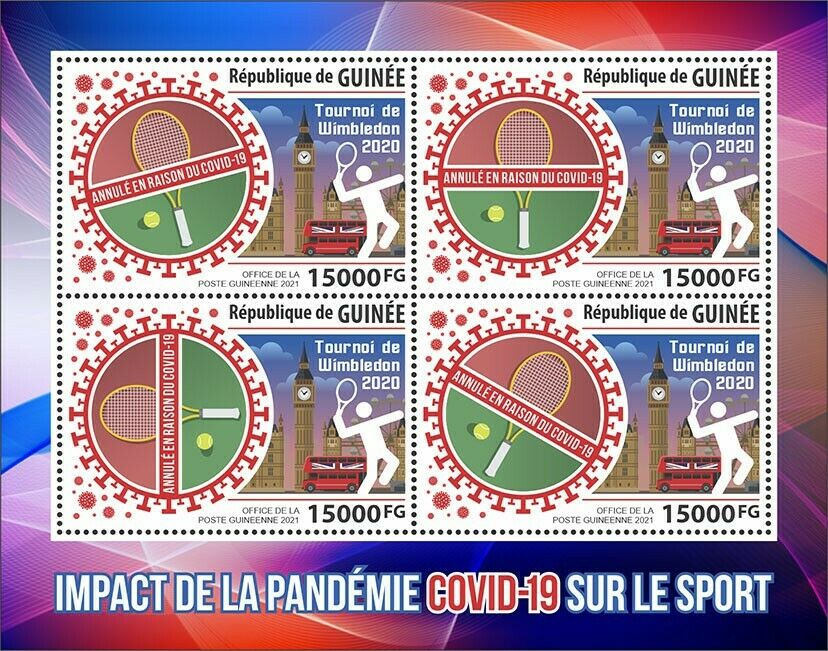 Guinea 2021 MNH Medical Stamps Corona Impact on Sports Tennis Wimbledon Covid Covid-19 4v M/S