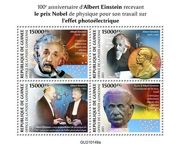 Guinea 2021 MNH Science Stamps Albert Einstein Nobel Prize Photoelectric 4v M/S