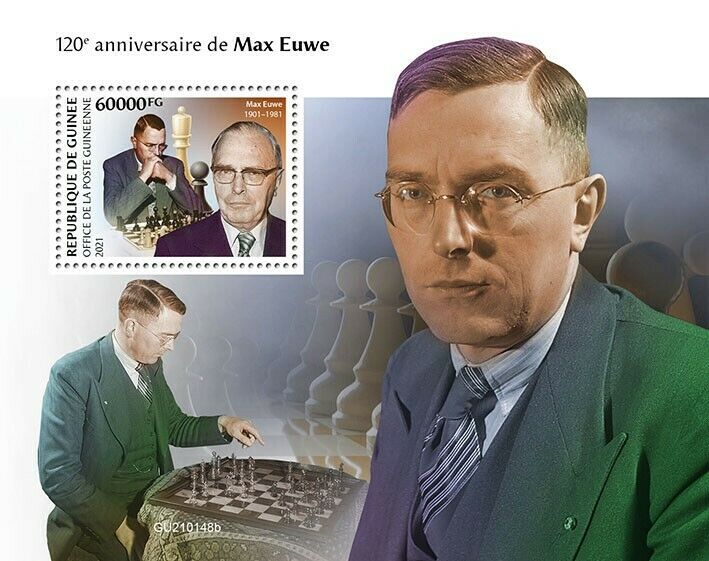 Guinea Chess Stamps 2021 MNH Max Euwe Games Sports People 1v S/S