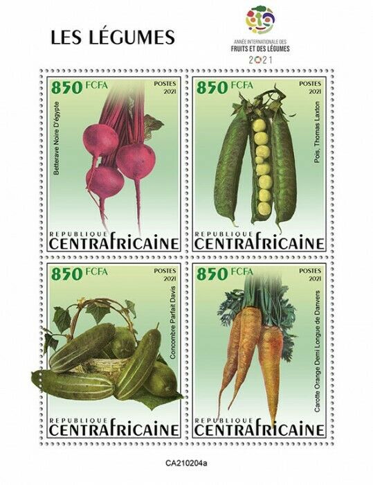 Central African Rep Nature Stamps 2021 MNH Intl Year Fruit & Vegetables 4v M/S