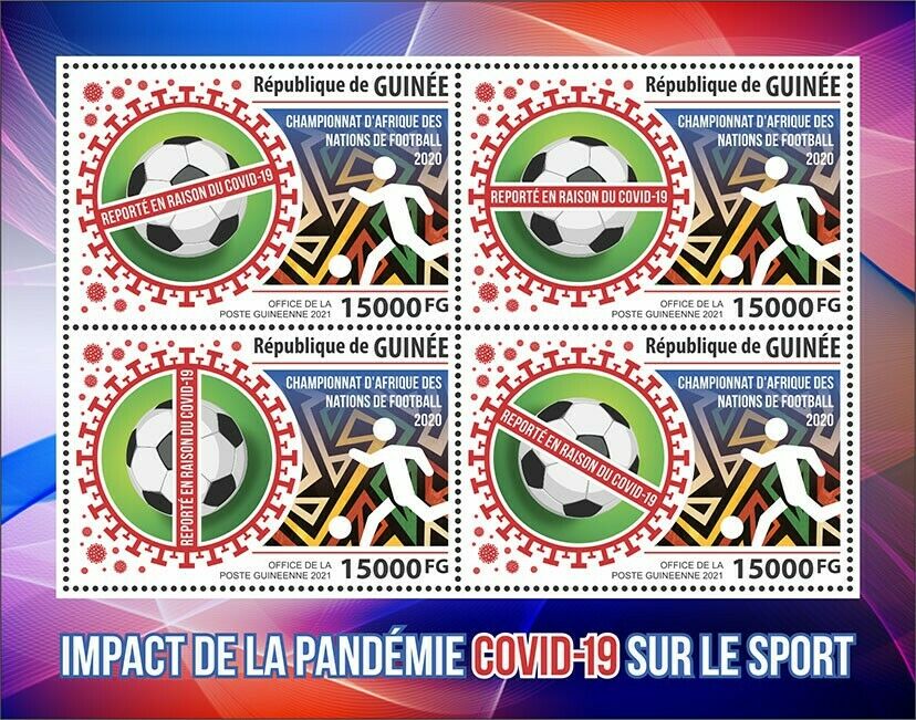 Guinea Medical Stamps 2021 MNH Corona Sports African Nations Cup Football Covid Covid-19 4v M/S