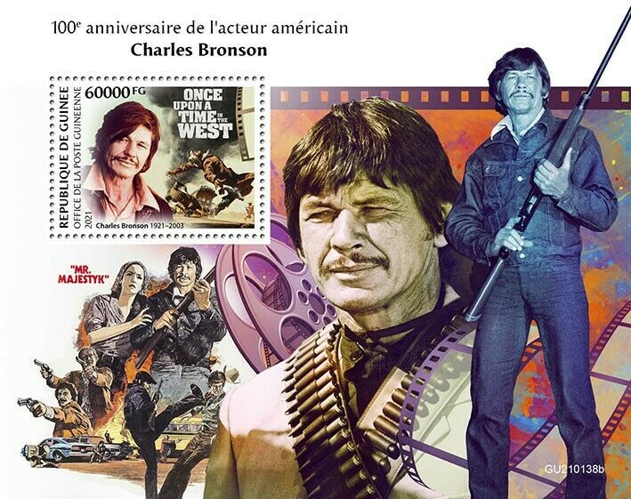 Guinea 2021 MNH Famous People Stamps Charles Bronson Actors Movies 1v S/S