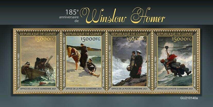 Guinea Art Stamps 2021 MNH Winslow Homer Paintings The Herring Net 4v M/S
