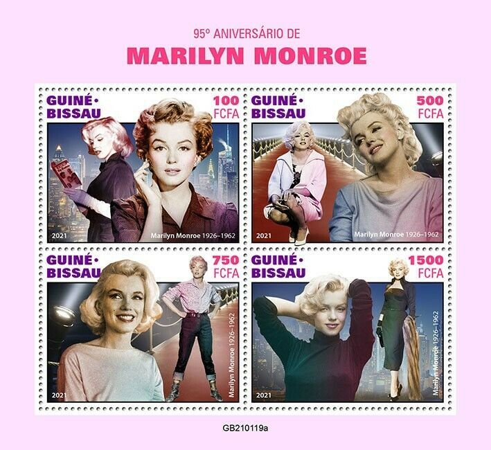 Guinea-Bissau Marilyn Monroe Stamps 2021 MNH Celebrities Famous People 4v M/S