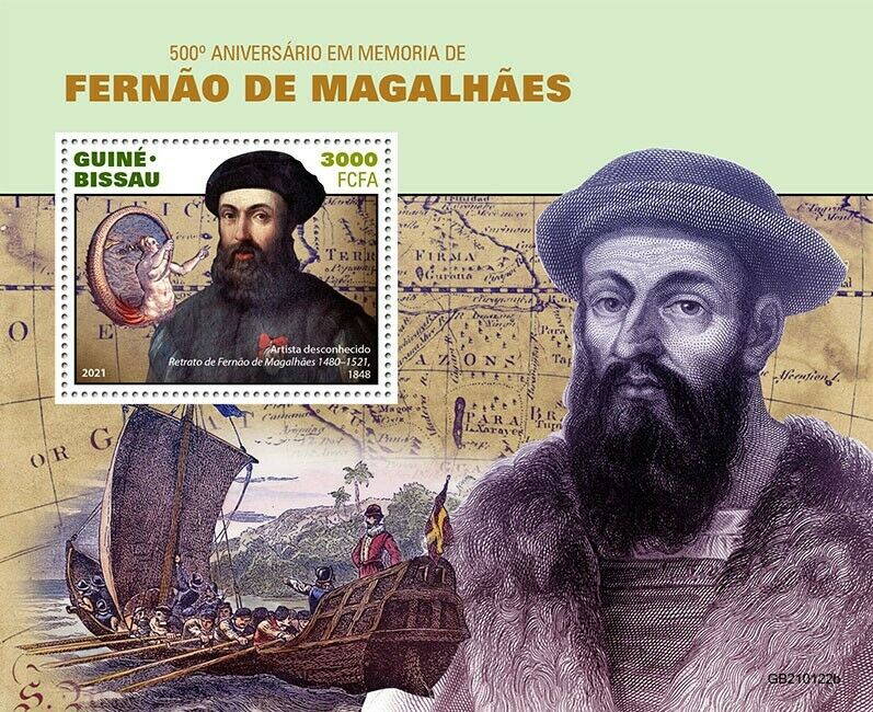 Guinea-Bissau 2021 MNH Exploration Stamps Ferdinand Magellan Ships People 1v S/S