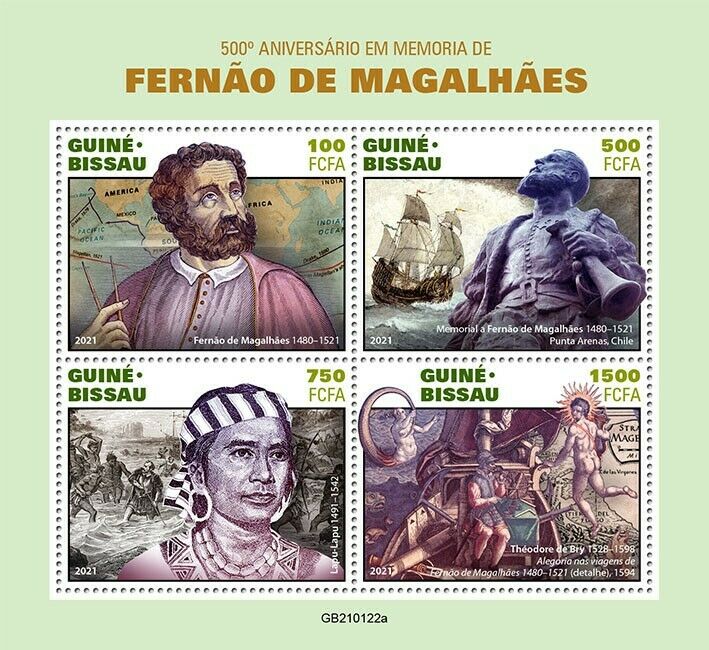 Guinea-Bissau Exploration Stamps 2021 MNH Ferdinand Magellan Ships People 4v M/S
