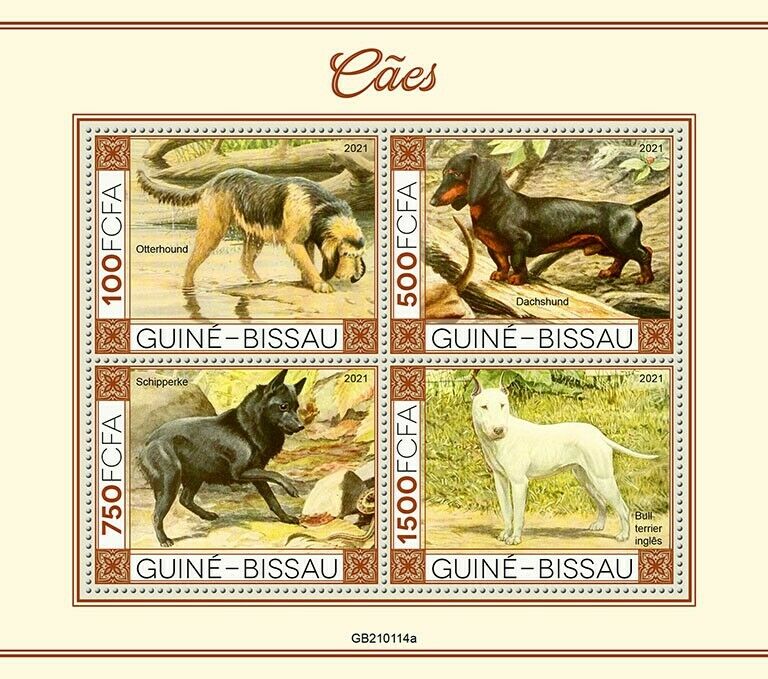 Guinea-Bissau Dogs Stamps 2021 MNH Otterhound Dachshund Schipperke 4v M/S II