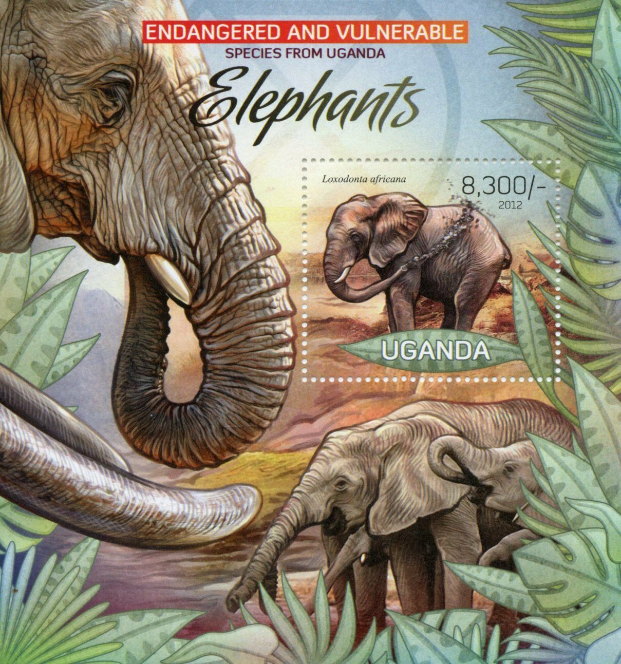 Uganda Wild Animals Stamps 2012 MNH Elephants African Bush Elephant 1v S/S I