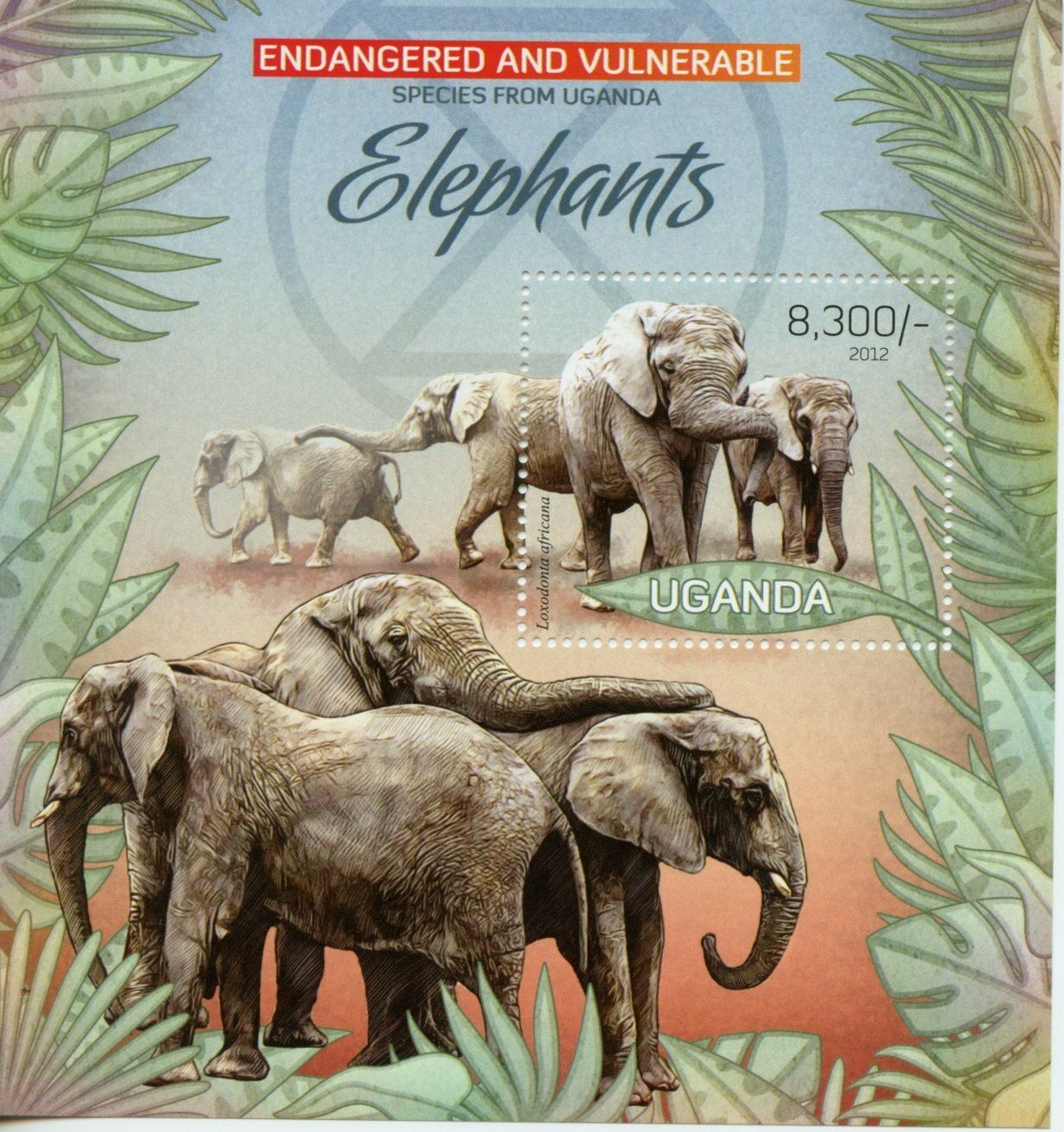 Uganda Wild Animals Stamps 2012 MNH Elephants African Bush Elephant 1v S/S II