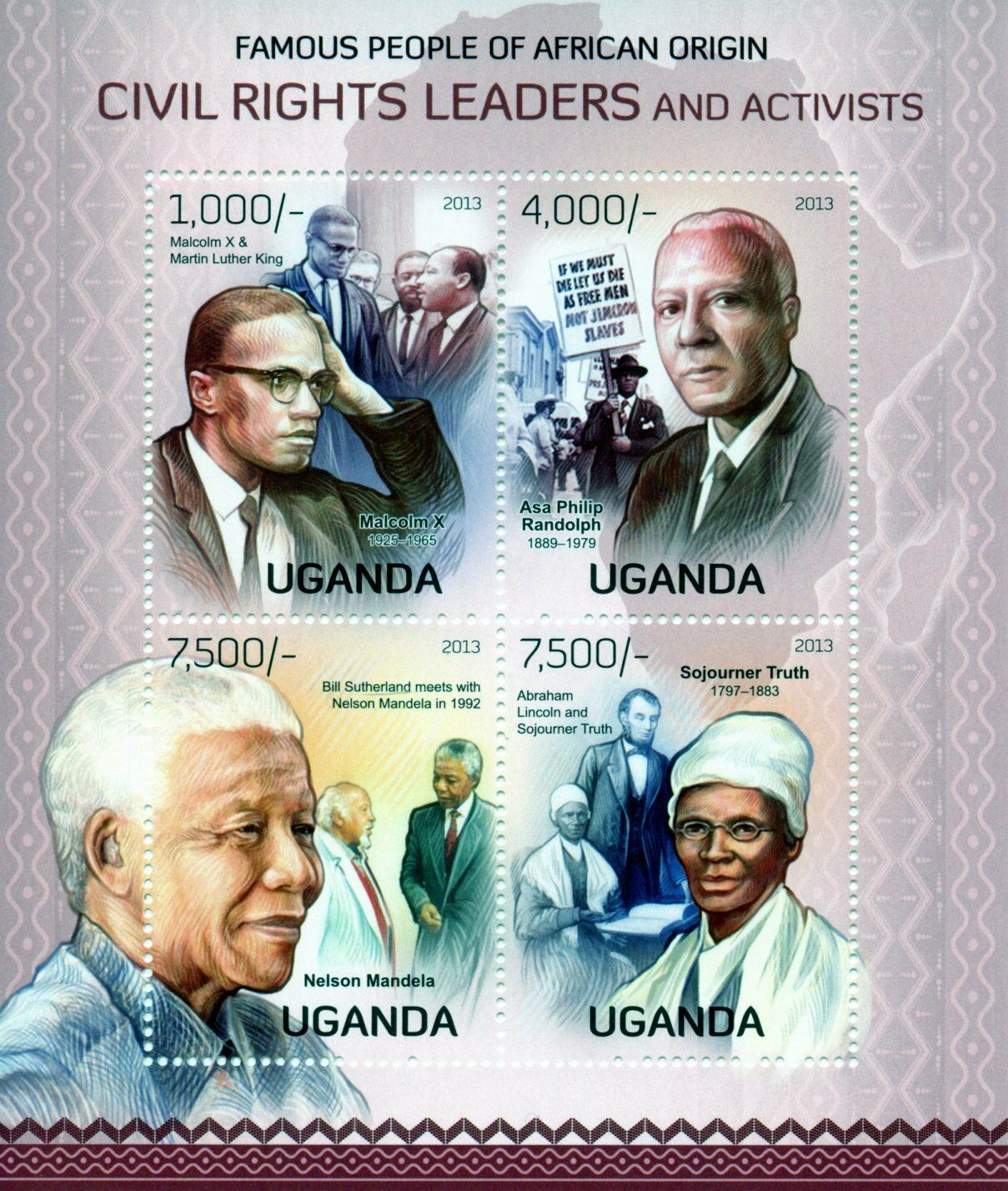 Uganda Famous People Stamps 2013 MNH Martin Luther King Nelson Mandela 4v M/S